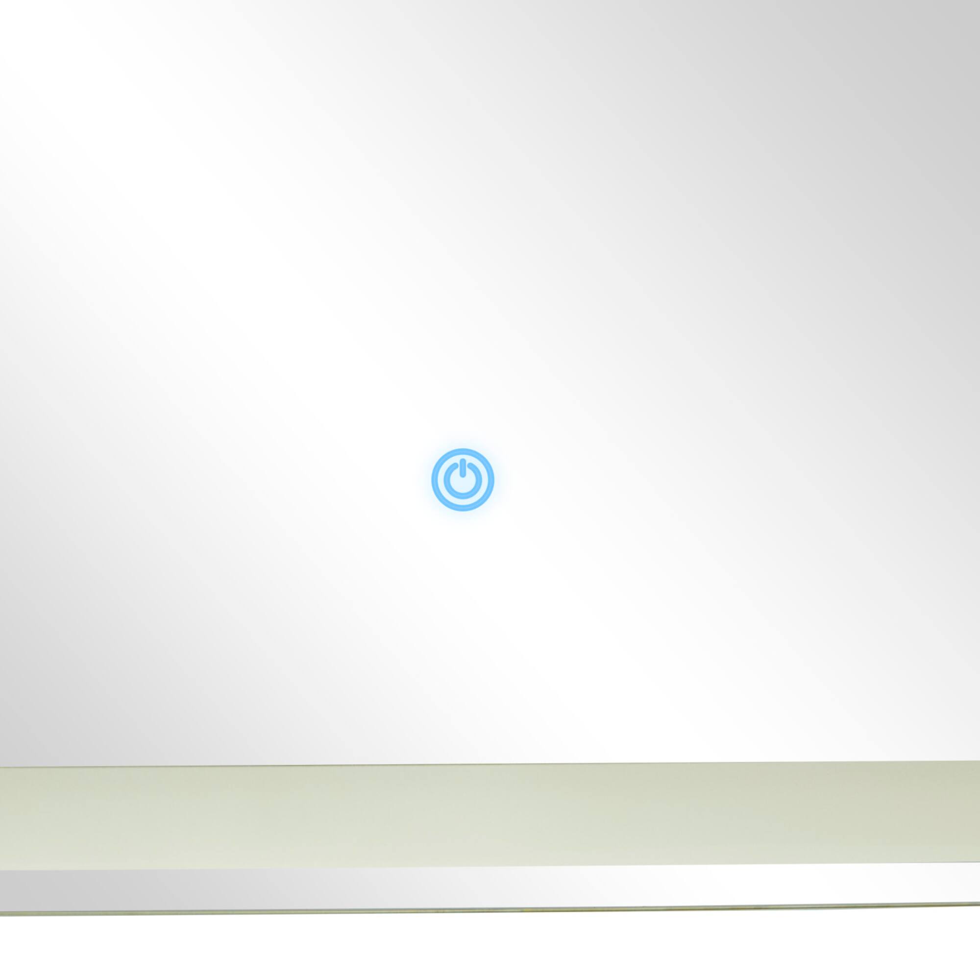 Clear Glass Modern LED Mirror, 39" x 1" x 30"